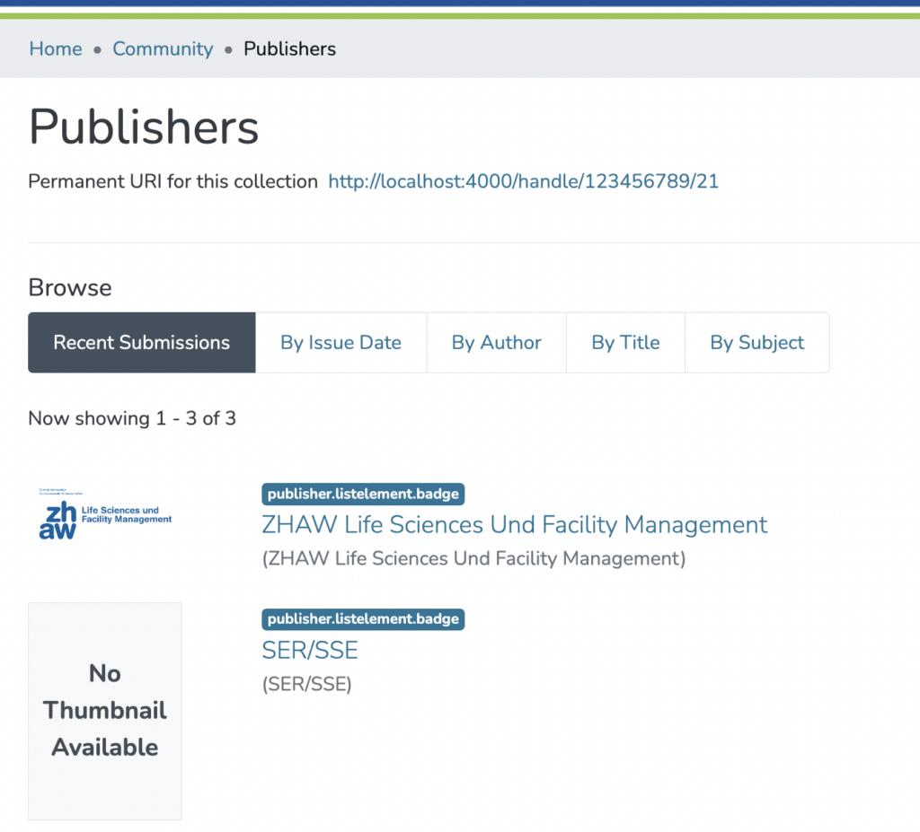 Screenshot Protoype GOAL-database - Publishers